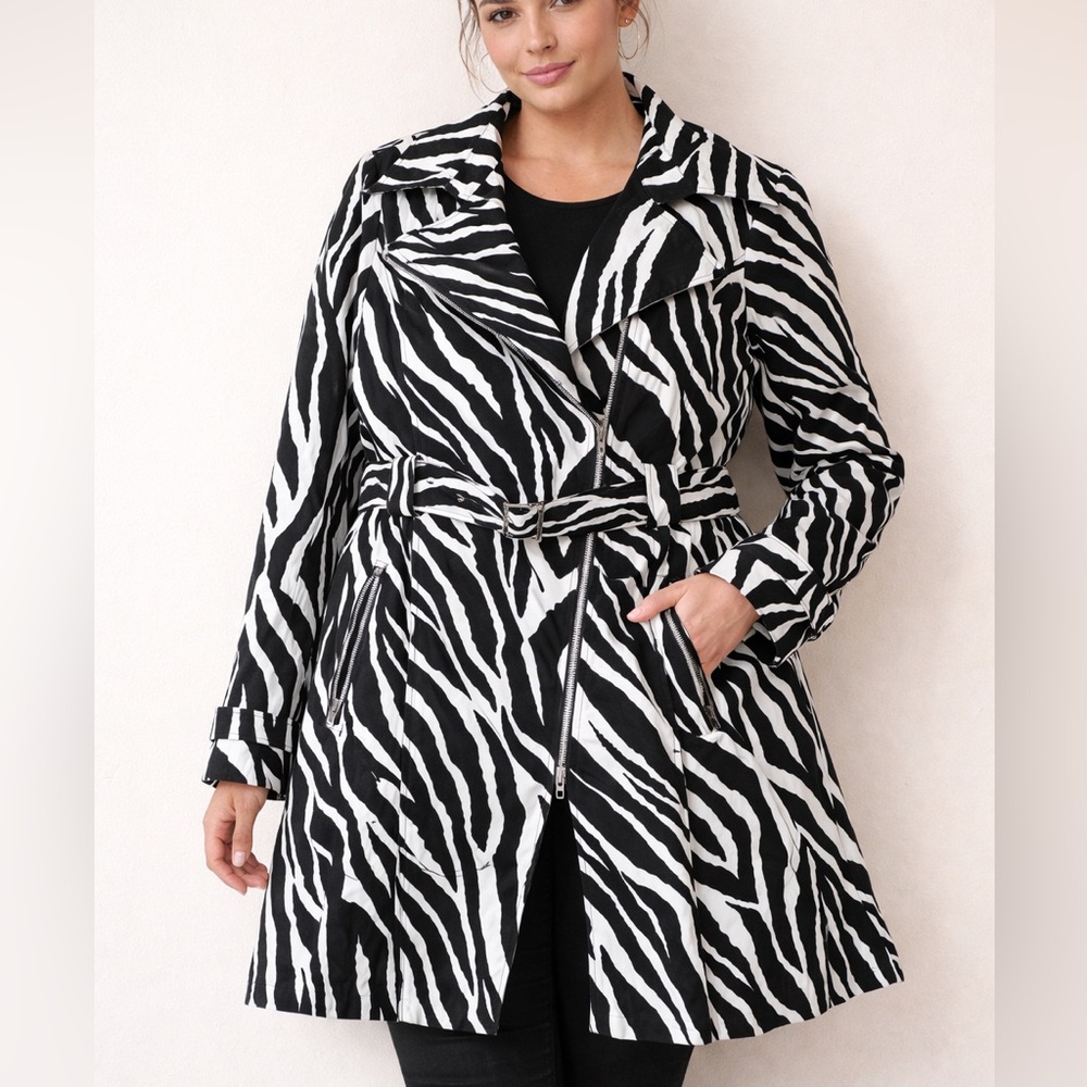 Women's Zebra Print Trench Coat